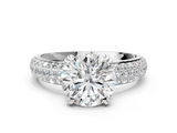 White gold Round Cut Pave Diamond Engagement Ring with Channel Set Band and Four-Prong Setting_26