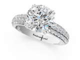 White gold Round Cut Pave Diamond Engagement Ring with Channel Set Band and Four-Prong Setting_27