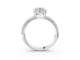 White gold Round Cut Pave Diamond Engagement Ring with Channel Set Band and Four-Prong Setting_29
