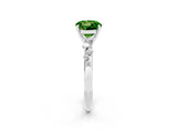 White gold Round Cut Peridot Cluster Side Stone Solitaire Ring with Prong Setting_26