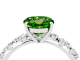 White gold Round Cut Peridot Cluster Side Stone Solitaire Ring with Prong Setting_28