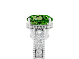 White gold Round Cut Peridot Engagement Ring with Milgrain Channel Set Band and Prong Setting_5