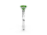 White gold Round Cut Peridot Engagement Ring with Side Stone Accents and Four-Prong Setting_29