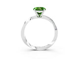 White gold Round Cut Peridot Engagement Ring with Side Stone Accents and Four-Prong Setting_30