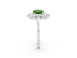 White gold Round Cut Peridot Floral Double Halo Engagement Ring with Prong Setting_38