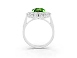 White gold Round Cut Peridot Floral Double Halo Engagement Ring with Prong Setting_39