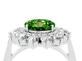 White gold Round Cut Peridot Floral Double Halo Engagement Ring with Prong Setting_40