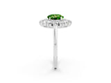 White gold Round Cut Peridot Floral Double Halo Engagement Ring with Prong Setting_62