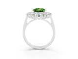 White gold Round Cut Peridot Floral Double Halo Engagement Ring with Prong Setting_63