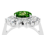 White gold Round Cut Peridot Floral Double Halo Engagement Ring with Prong Setting_64