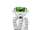 White gold Round Cut Peridot Halo Ring with Round Split Shank and Prong Setting_65