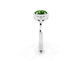 White gold Round Cut Peridot Halo Ring with Tapered Band and Four-Prong Setting_2