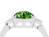 White gold Round Cut Peridot Halo Ring with Tapered Band and Four-Prong Setting_4