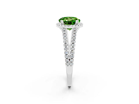 White gold Round Cut Peridot Halo Split Shank Engagement Ring_14