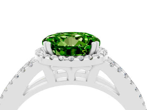 White gold Round Cut Peridot Halo Split Shank Engagement Ring_16
