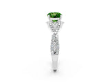 White gold Round Cut Peridot Halo Twist Band Solitaire Prong Setting Ring_2