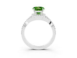 White gold Round Cut Peridot Halo Twist Band Solitaire Prong Setting Ring_3