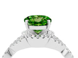 White gold Round Cut Peridot Halo Twist Band Solitaire Prong Setting Ring_4
