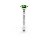 White gold Round Cut Peridot Milgrain Pavé Engagement Ring with Four-Prong Setting_2