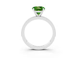 White gold Round Cut Peridot Milgrain Pavé Engagement Ring with Four-Prong Setting_3
