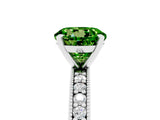 White gold Round Cut Peridot Milgrain Pavé Engagement Ring with Four-Prong Setting_5