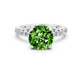 White gold Round Cut Peridot Pavé Solitaire Ring with Round Band and Prong Setting_36