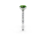 White gold Round Cut Peridot Pave Band Solitaire Ring with Four-Prong Setting_26