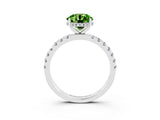 White gold Round Cut Peridot Pave Band Solitaire Ring with Four-Prong Setting_27