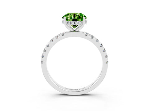 White gold Round Cut Peridot Pave Band Solitaire Ring with Four-Prong Setting_27