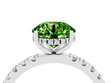 White gold Round Cut Peridot Pave Band Solitaire Ring with Four-Prong Setting_28