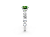 White gold Round Cut Peridot Prong Setting with Side Stones on a Pave Band_2