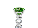 White gold Round Cut Peridot Prong Setting with Side Stones on a Pave Band_5