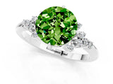 White gold Round Cut Peridot Ring with Side Stones and Four-Prong Setting_37