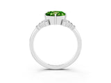 White gold Round Cut Peridot Ring with Side Stones and Four-Prong Setting_39