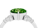 White gold Round Cut Peridot Ring with Side Stones and Four-Prong Setting_40