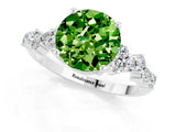 White gold Round Cut Peridot Scattered Round Accent Ring with Prong Setting_25