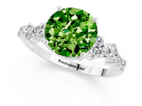 White gold Round Cut Peridot Scattered Round Accent Ring with Prong Setting_37