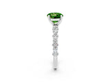 White gold Round Cut Peridot Side Stone Solitaire Ring with Round  and Four-Prong Setting_50