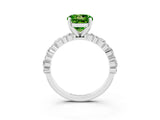 White gold Round Cut Peridot Side Stone Solitaire Ring with Round  and Four-Prong Setting_51