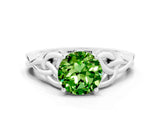 White gold Round Cut Peridot Solitaire Celtic Knot Ring with Four-Prong Setting_12