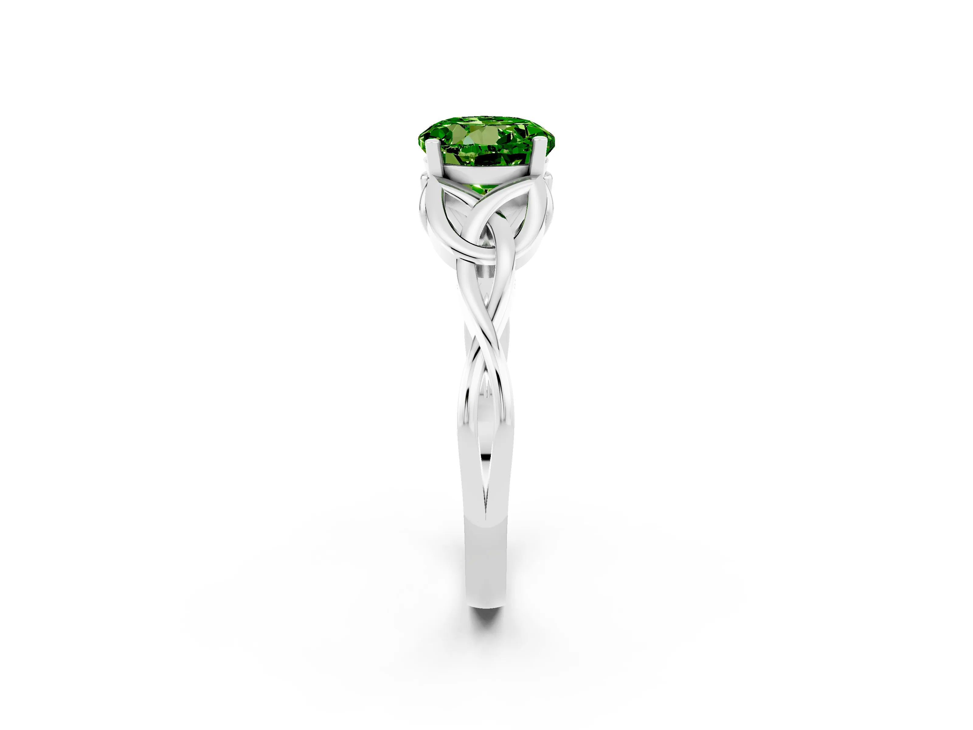 White gold Round Cut Peridot Solitaire Celtic Knot Ring with Four-Prong Setting_14