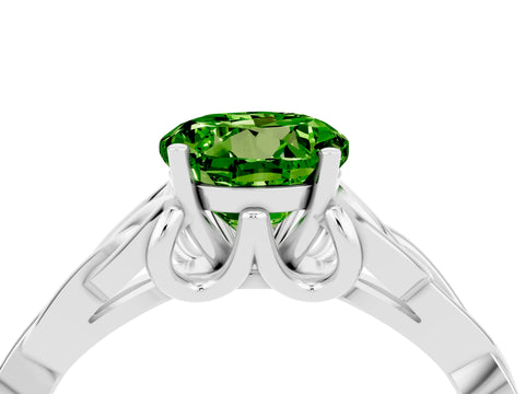 White gold Round Cut Peridot Solitaire Celtic Knot Ring with Four-Prong Setting_16