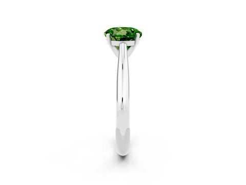 White gold Round Cut Peridot Solitaire Engagement Ring with Cathedral Setting and Four-Prong Mount_14