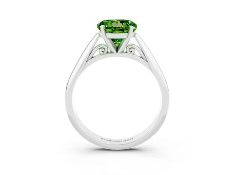 White gold Round Cut Peridot Solitaire Engagement Ring with Cathedral Setting and Four-Prong Mount_15