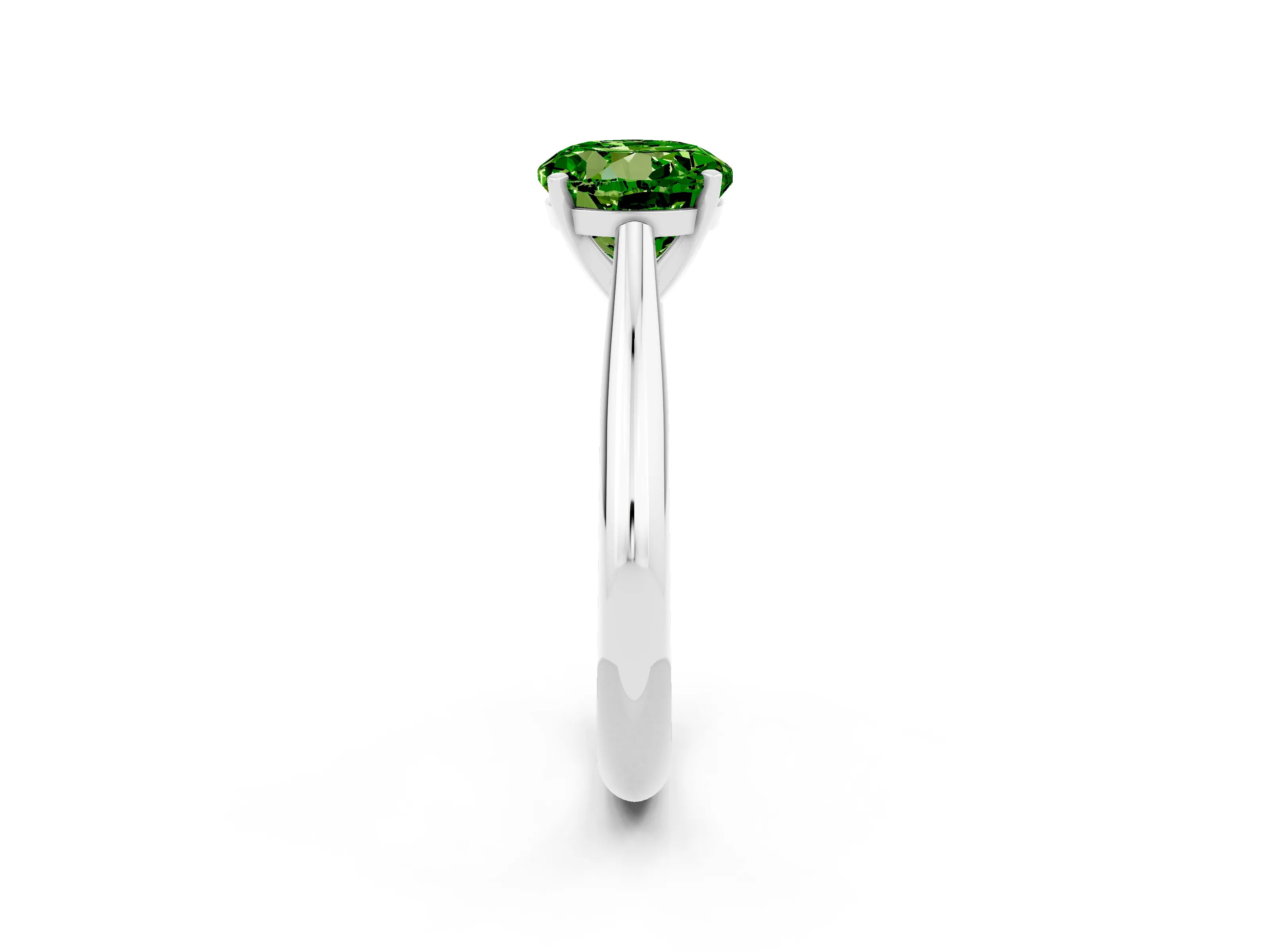 White gold Round Cut Peridot Solitaire Engagement Ring with Cathedral Setting and Four-Prong Mount_26