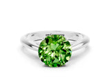 White gold Round Cut Peridot Solitaire Engagement Ring with Cathedral Setting and Four-Prong Mount_30