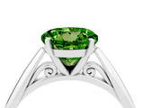 White gold Round Cut Peridot Solitaire Engagement Ring with Cathedral Setting and Four-Prong Mount_34