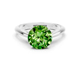 White gold Round Cut Peridot Solitaire Engagement Ring with Cathedral Setting and Four-Prong Mount_36