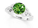 White gold Round Cut Peridot Solitaire Engagement Ring with Celtic Knot Band and Four-Prong Setting_1