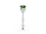 White gold Round Cut Peridot Solitaire Engagement Ring with Celtic Knot Band and Four-Prong Setting_2